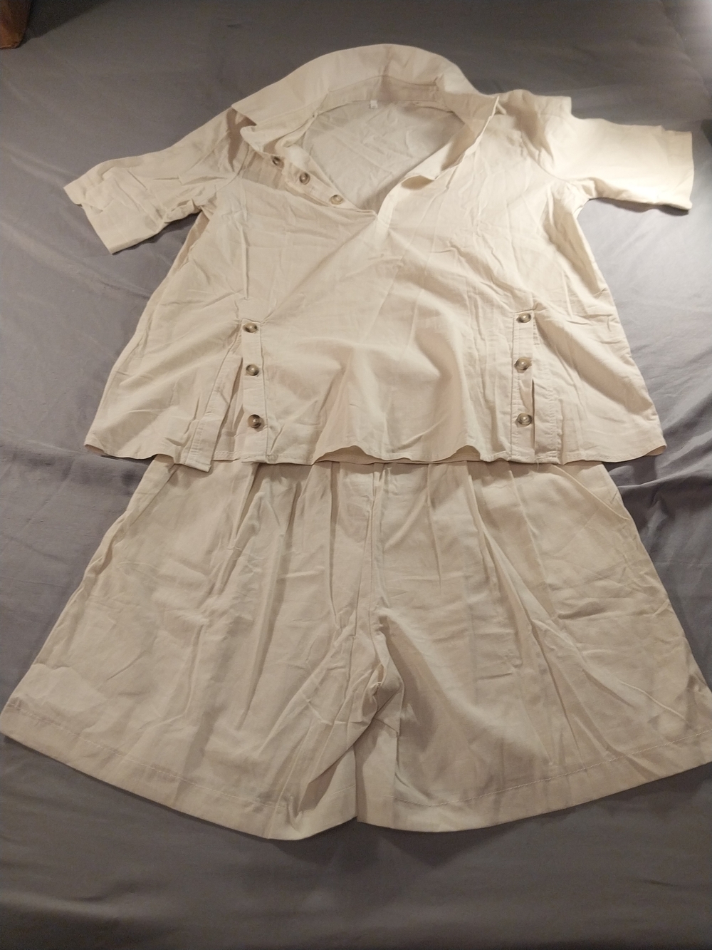 Women's XL Cotton Two Piece Shirt Shorts Set #330